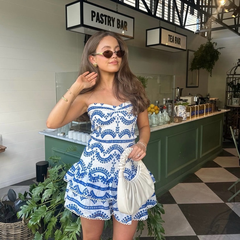 Commense Ripple Strapless Tiered Hem With Scalloped Detailing Dress - Size M - Picture 2 of 16